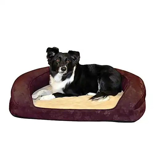 K&h pet products deluxe ortho bolster sleeper pet bed large eggplant paw print 40"