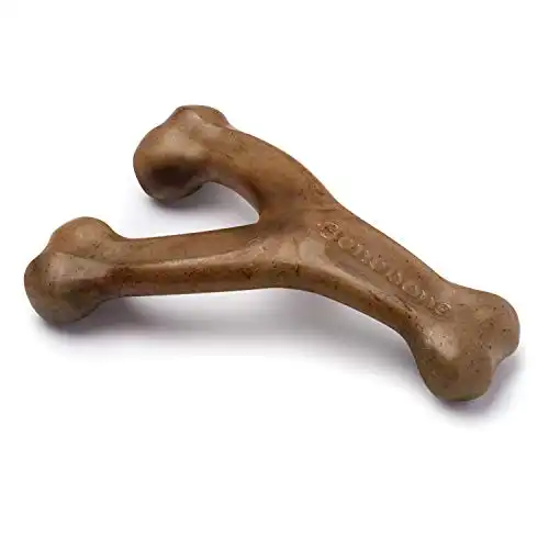 Benebone wishbone durable dog chew toy for aggressive chewers, real bacon