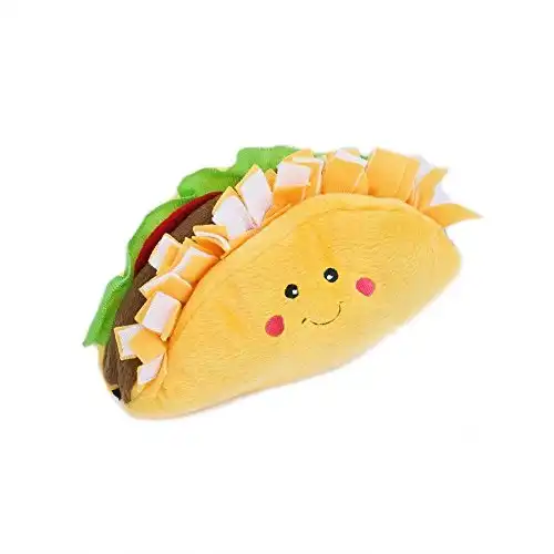 Zippypaws - nomnomz plush squeaker dog toy for the foodie pup - taco