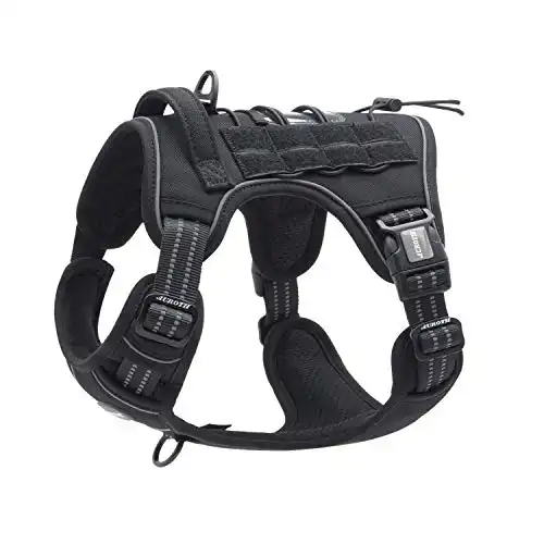 AUROTH Tactical Dog Harness for Small and Medium Dogs No Pulling Adjustable Pet Harness Reflective K9 Working Training Easy Control Pet Vest Military Dog Harness Black M