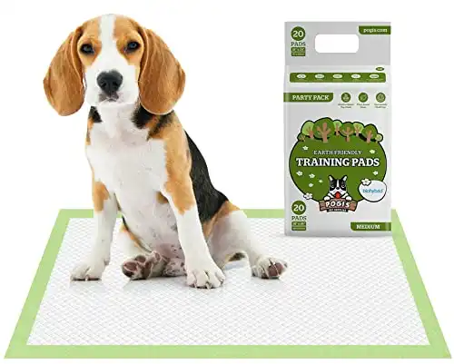 Pogi's dog training pads with adhesive sticky tabs (20-count) (18x24in) - absorbent puppy pads, earth-friendly dog pads, plant-based puppy pee pads for dogs, cats, and small animals - puppy suppl...