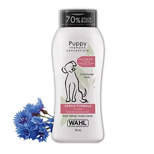 Wahl Gentle Puppy Shampoo for Pets – Cornflower & Aloe for Grooming Dirty Dogs - 24 Oz - Model 820002A