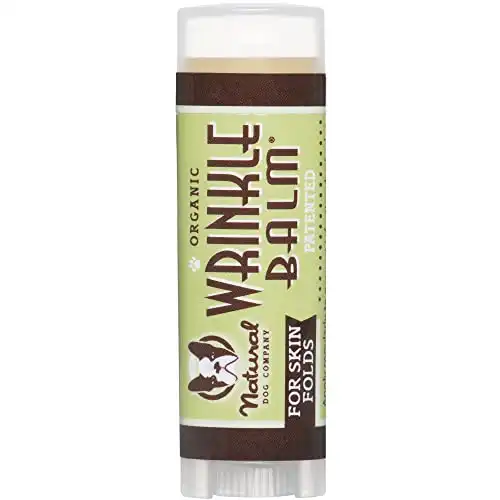 Natural dog company wrinkle balm (0. 15-oz trial stick) | healing & soothing balm | all-natural & organic | vegan & veterinarian-approved | for face wrinkles and skin folds | ideal for bull...