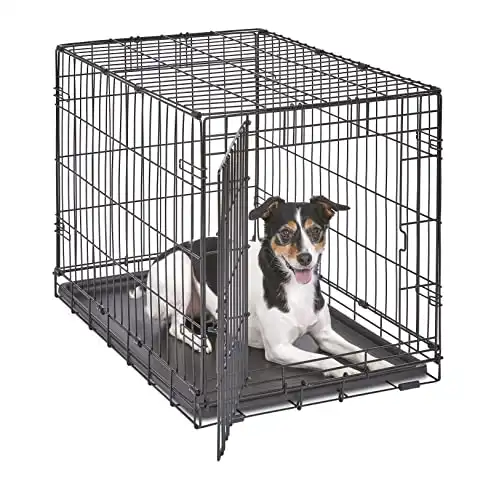 Midwest homes for pets newly enhanced single & double door new world dog crate, includes leak-proof pan, floor protecting feet