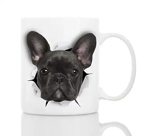 Black french bulldog mug - ceramic funny coffee mug (11oz)