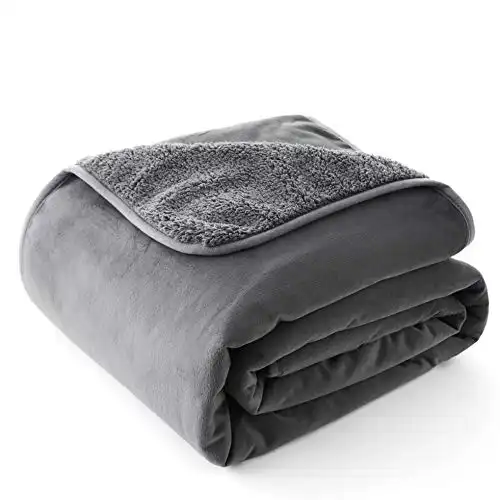 Chee ray waterproof dog blanket 38 x 29 in, soft pet pee proof throws for couch sofa bed, reversible plush protector cover for small dogs puppies cats, grey